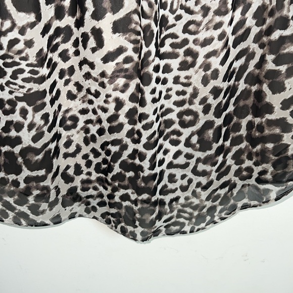Vince Camuto Sz 10 Leopard Print Button Down Dress Elastic Drawstring Waist - Picture 10 of 12